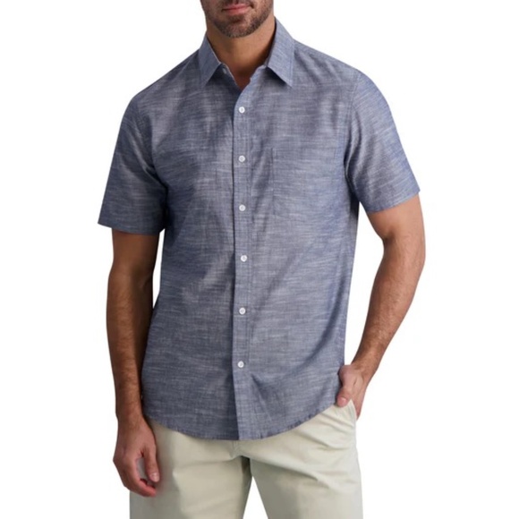 NWT Chaps Short Sleeve Coastland Wash Chambray Big & Tall Button-up Shirt 2XLT - Picture 2 of 11